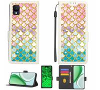 Kinetijy Funda Compatible para TCL Ion Z T501l T501c Funda Case Carcasa Soporte [con lámina Protectora HD de dureza 9H] [Bloqueo RFID][Purpurina Dorada + Brillante] LPT-YL