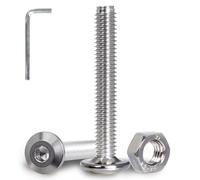 KINETOX 30 PiezasTornillos M6 Cabeza Plana Kit Acero Inoxidable A2 Tornillos Allen con Tuercas y Llave Fijación para Bricolaje Muebles Reparaciones y Montaje Mecánico