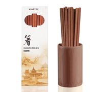 KINETOX Palillos Chinos 10 Pares Reutilizables Palillos de Madera Sushi Chopsticks Apto para Lavavajillas Platos Asiáticos de arroz y Fideos de Sushi para Principiantes Marrón Rojizo