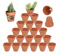 Kinfezlon Pack de 24 Macetas de Terracota de 5 x 5,5 cm, Pequeñas Macetas de Barro, Reutilizables Pequeñas Macetas de Barro con Agujero de Drenaje, para Plantas para el Hogar y la Oficina