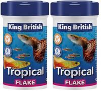 King British | Copos para Peces Tropicales 12g: Alimento Completo con Multivitaminas, Ingredientes Naturales para Acuario (Paquete de 2)