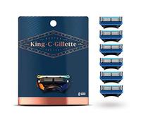 King C. Gillette Cuchillas de afeitar, 6 cuchillas de repuesto para afeitadora en húmedo para hombre con 5 hojas