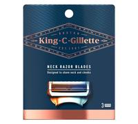 King C. Gillette Cuchillas de afeitar de cuello para hombre, paquete de 3 recambios, con protector de piel + cuchillas afiladas de acero inoxidable con revestimiento de platino