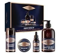 King C. Gillette Kit Barba Hombre Rutina Perfecta | Gel Limpiador 3en1 para Barba 350ml + Aceite para Barba 30ml + Suavizante 100ml + Crema Hidratante 100ml, Regalos para Hombre