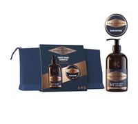 King C. Gillette Kit de cuidado de barba perfecto para hombre | Incluye champú 3 en 1 para barba, cara y pelo, 350 ml, bálsamo para barba de 100 ml y bolsa de viaje premium