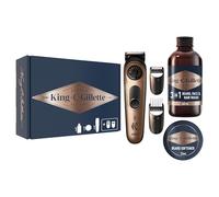 King C. Gillette Pack Recortadora Barba Perfecta PRO Para Hombre Con Dial De Precisión Para 40 Longitudes + Mini Gel Limpiador Para Barba Y Rostro 60ml + Mini Bálsamo Suave Para Barba 25ml