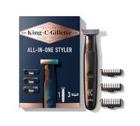 King C. Gillette Recortadora de barba para hombre, incluye 1 recortadora maestra de estilo inalámbrico con una hoja 4D y 3 peines intercambiables, impermeable