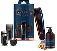 King C. Gillette Recortadora de Barba y Cortapelos Inalámbrica, con Cuchillas y 3 Peines Intercambiables + Gel para Barba y Rostro con Agua de Coco, Aceite de Argán y Aceite de Aguacate, 350 ml