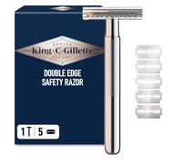 King C. Gillette Safety Razor for Men - 5 Blades | Afeitado de Cerca más preciso, Estuche de Barba con 5 cartuchos de repuesto, mango de metal