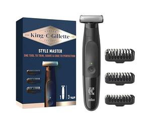 King C. Gillette Style Master, recortadora de barba, recortadora de rastrojo y afeitadora eléctrica con una hoja 4D, maquinilla de afeitar eléctrica para hombres con 3 accesorios de peine