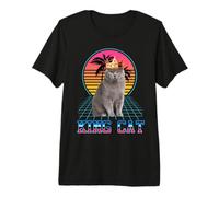 King Cat British Shorthair Vintage 80s Funny Kitten Cats Camiseta Premium