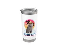 King Cat British Shorthair Vintage 80s Funny Kitten Cats Vaso térmico de acero inoxidable de doble pared