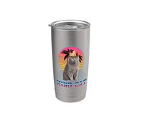 King Cat British Shorthair Vintage 80s Funny Kitten Cats Vaso térmico de acero inoxidable de doble pared