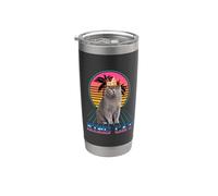 King Cat British Shorthair Vintage 80s Funny Kitten Cats Vaso térmico de acero inoxidable de doble pared