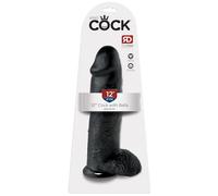 King Cock 12" Cock with Balls, Black, 30 cm