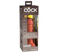 King Cock 6" Vibrating Silicone Dual Density Cock, Tan, 6 Zoll