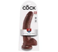 King Cock 9 Balls Brown Pene ultrarealístico con testículos color negro Marrón