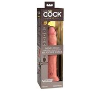 Pipedream Dildo King Cock Elite 23 cm – Vibrador de silicona doble densidad, control remoto y luz