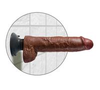 KING COCK - DILDO VIBRADOR CON TESTICULOS 25.5 CM COLOR MARRON