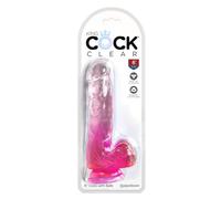 King Cock King Cock Clear 6" Cock with Balls - Pink, Clear/Pink, 6 Zoll
