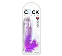 King Cock King Cock Clear 6" with Balls - Purple, Clear/Purple, 6 Zoll