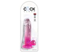 King Cock King Cock Clear 7" with Balls - Pink, Clear/Pink, 7 Zoll