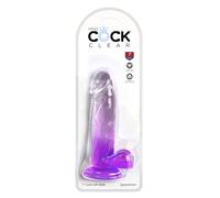King Cock King Cock Clear 7" with Balls - Purple, Clear/Purple, 7 Zoll