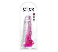 King Cock King Cock Clear 8" with Balls - Pink, Clear/Pink, 8 Zoll