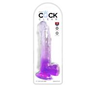 King Cock King Cock Clear 9" with Balls - Purple, Clear/Purple, 9 Zoll
