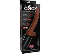 King Cock 7.5" Thrusting Cock with Balls, Dark Brown, 29,7x5,5 cm