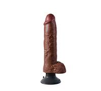 King Cock Rey Gallo Vibrador Vibrante del Martillo Realista con 10 Bolas Brown - 1 Unidad