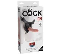 King Cock Strap-On-Harness with 6" Cock, Light, 6 Zoll