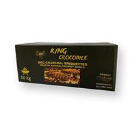 King Cocodrile - Carbón de coco con larga duración, carbón, hexagonal, poco ceniza, baja generación de humo, carbón natural sostenible, varillas de carbón en calidad profesional, 10 kg