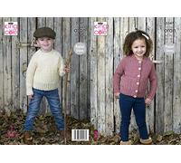 King Cole 5347 - Patrón para tejer suéter y cárdigan para niños en moda Aran
