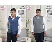King Cole Patrón de punto doble para hombre con cuello en V fácil de tejer y chaleco (5229)