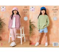 King Cole Patrón de punto doble para niñas, cárdigan y suéter para niños (6299)