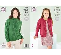 King Cole Suéter y cárdigan de punto trenzado para mujer y niña (5938), multicolor, 61-116 cm