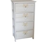 King Collection c656114 cajonera 4 cajones con corazón Washed (Madera de Paulownia, Blanco