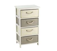 King Collection c656424 cajonera 4 cajones Madera y Rafia sintética, 40 x 30 x 74h