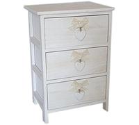 King Collection King Home c656113 cajonera 3 cajones con corazón Washed (madera de Paulownia, blanco