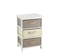 King Collection King Home c656423 cajonera 3 cajones madera y rafia sintética, 40 x 30 x 60h