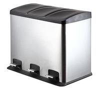 King Collection King Home p1592003 Cubo 3 x 12 Lt para separación de basura, plata, 55,5 x 36 x 45h