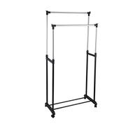 King Collection King Home - Perchero Doble con Ruedas (80 x 42 x 95/170H), Color Negro