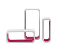 King Collection m1105004/C Set 3 Piezas Estante Rectangular Esquinas Redondeadas de MDF Bicolor, Blanco/Fucsia