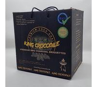 King Crocodile Carbón de Coco Con Combustión Prolongada Para Huevo y Barbacoa - Poca Ceniza, Bajo Desarrollo de Humo, Natural Sostenible