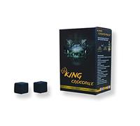 King Crocodile Carbón de coco con larga duración de combustión, 25 x 25 mm, carbón natural sostenible, pocas cenizas, baja emisión de humo, carbón para barbacoa, dados de carbón de calidad prémium
