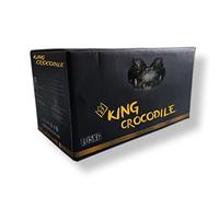 King Crocodile Carbón de coco con larga duración de combustión, 27 x 27 mm, carbón natural sostenible, pocas cenizas, baja emisión de humo, carbón para barbacoa, dados de carbón de calidad prémium