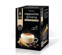 King Cup - 1 Paquete de 10 Sobres Solubles de Cappuccino de Ginseng con Azúcar de Caña, 10 Stick de 10 Gr para Bebida con Sabor de Ginseng da Agregar a 60 ml de Agua Caliente, Sin Gluten