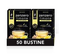 King Cup - 5 Paquete de 10 Sobres Solubles de Bebida con Sabor de Jengibre y Limón Sin Azúcar, 50 Stick de 6 Gr, Jengibre y Limón da Agregar a 60 ml de Agua Caliente, Sin Gluten y Sin Lactosa