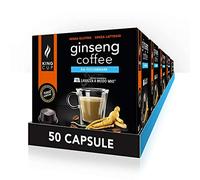 King Cup - 5 Paquetes de 10 Cápsulas Compostable de Ginseng Sin Azúcar, 50 Cápsulas 100% Compatible con el Sistema Lavazza a Modo Mio de Bebida con Sabor de Ginseng, Sin Gluten y Sin Lactosa
